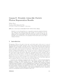 Gammev: Fermilab Axion-Like Particle Photon Regeneration Results