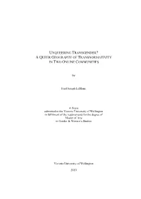Unqueering Transgender? a Queer Geography of Transnormativity in Two Online Communities