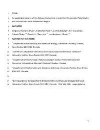 1 TITLE an Updated Phylogeny of the Alphaproteobacteria