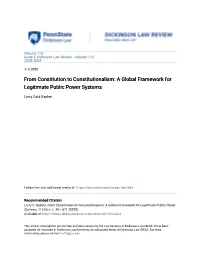 From Constitution to Constitutionalism: a Global Framework for Legitimate Public Power Systems