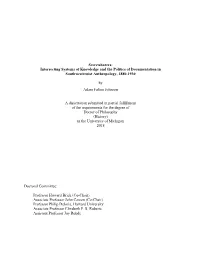 Intersecting Systems of Knowledge and the Politics of Documentation in Southwesternist Anthropology, 1880-1930