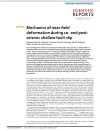 Mechanics of Near-Field Deformation During Co- and Post-Seismic Shallow