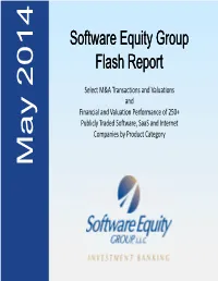 Monthly Flash Report Select Software Industry M&A Transactions
