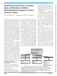 Population-Based Studies in Systemic Lupus Erythematosus