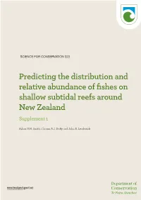 Predicting the Distribution and Relative Abundance of Fishes on Shallow Subtidal Reefs Around New Zealand Supplement 1