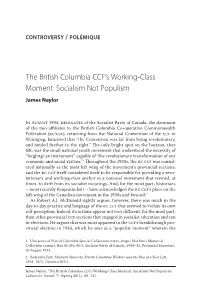 The British Columbia CCF's Working-Class