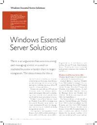 Windows Essential Server Solutions
