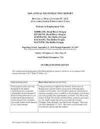 2019 ANNUAL EEO PUBLIC FILE REPORT Stations in Employment Unit