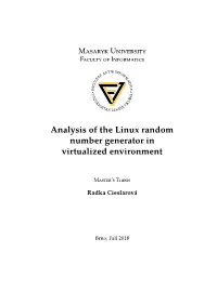 Analysis of the Linux Random Number Generator in Virtualized Environment