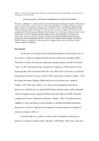 Characterizations of Feminism in Reformed Christian Online Media Introduction It Will Come As No Surprise to Most People That Fe