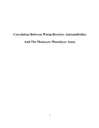 Correlation Between Warm Reactive Autoantibodies and the Monocyte