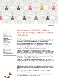 Implementation of Swiss Tax Reform and AHV Financing (STAF) in The