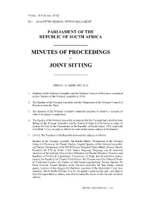 Minutes of Proceedings Joint Sitting