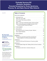 PSBC Obstetric Guideline: Prenatal Screening for Down Syndrome, Trisomy 18, and Open Neural Tube Defects 3 1