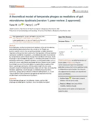 A Theoretical Model of Temperate Phages As Mediators of Gut Microbiome Dysbiosis [Version 1; Peer Review: 2 Approved] Derek M