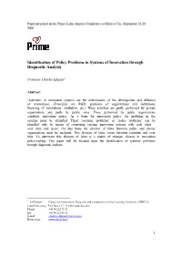 Charles Edquist, Identification of Policy Problems