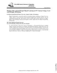 Desktop VR Centered Project Based Learning in ET Courses Using a Low- Cost Portable VR System
