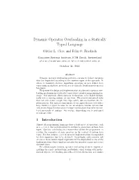 Dynamic Operator Overloading in a Statically Typed Language Olivier L