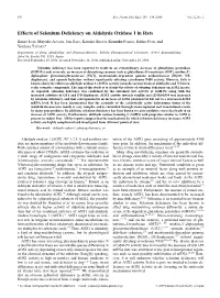 Effects of Selenium Deficiency on Aldehyde Oxidase 1 in Rats