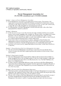 Forest Management Association Act (No 534/1998, Amendments up to 1142/2003 Included)