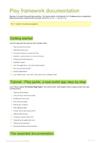 Play Framework Documentation