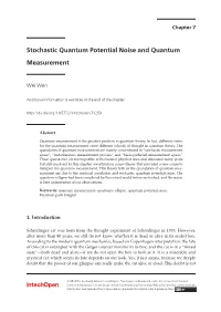 Stochastic Quantum Potential Noise and Quantum Measurement