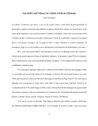 Synodality and Primacy in Catholic-Orthodox Dialogue