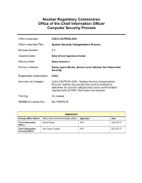 System Security Categorization Process