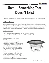 Unit 1 – Something That Doesn't Exist
