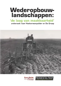 Wederopbouw- Landschappen: ‘De Laag Van Maakbaarheid’ Onderzoek Naar Haskerveenpolder En De Groep