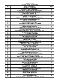 2020 Neqas-Cc List of Clinical Laboratories No