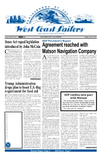 Agreement Reached with Matson Navigation Company