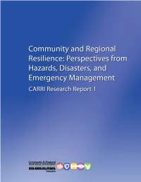 Perspectives from Hazards, Disaster, and Emergency Management