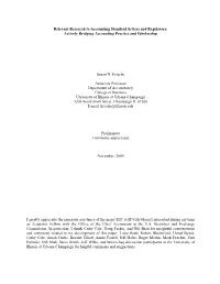 Relevant Research to Accounting Standard Setters and Regulators: Actively Bridging Accounting Practice and Scholarship