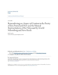 Remembering As a Source of Creation in the Poetry of Ezra Pound and H.D