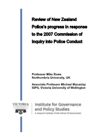 Review of New Zealand Police's Progress in Response to the 2007