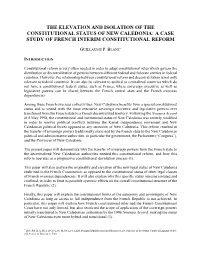 The Elevation and Isolation of the Constitutional Status of New Caledonia: a Case Study of French Interim Constitutional Reform