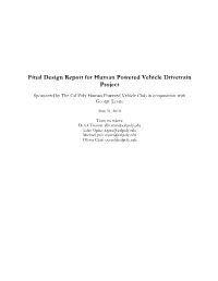 Final Design Report for Human Powered Vehicle Drivetrain Project