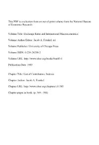 List of Contributors, Indexes