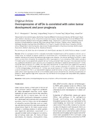 Original Article Overexpression of Eif3e Is Correlated with Colon Tumor Development and Poor Prognosis