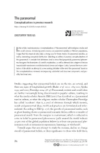 The Paranormal Conceptualizations in Previous Research