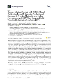 Genome Mining Coupled with OSMAC-Based Cultivation Reveal Diﬀerential Production of Surugamide a by the Marine Sponge Isolate Streptomyces Sp