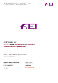 JUMPING RULES 25Th 26Th Edition, Effective 1 January 20142018 Updates Effective 1 January 2017
