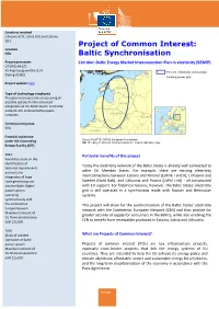Project of Common Interest: Baltic Synchronisation
