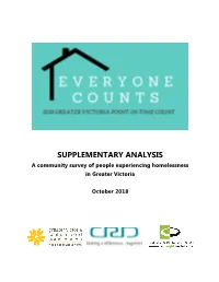 2018 Greater Victoria Point-In-Time Count Supplementary Analysis