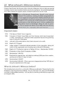 22 What Jehovah's Witnesses Believe