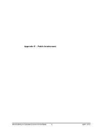 Appendix E - Public Involvement