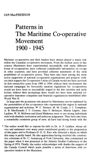 Patterns in the Maritime Co-Operative Movement 1900 -1945