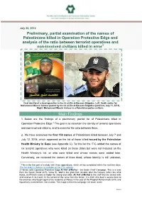 Preliminary, Partial Examination of the Names of Palestinians Killed In