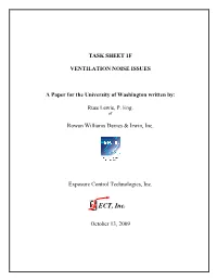 TASK SHEET 1F VENTILATION NOISE ISSUES a Paper for the University of Washington Written By